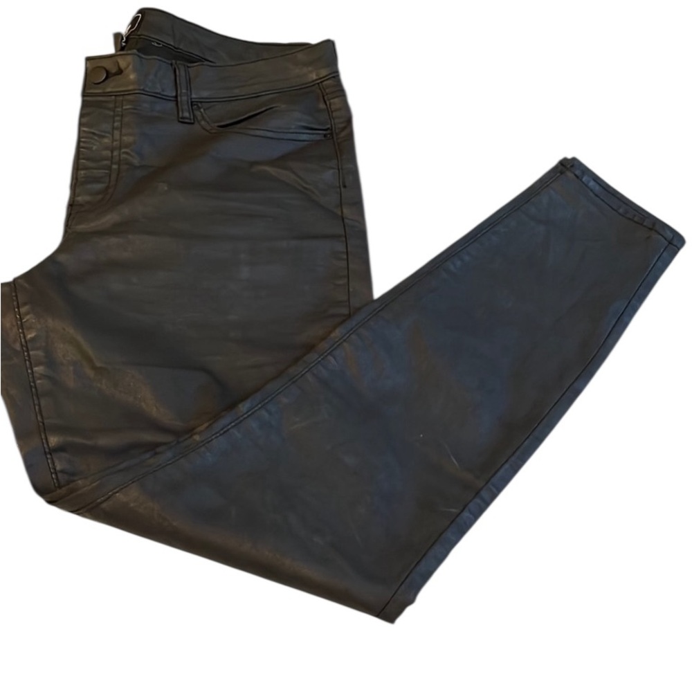 GAP  size 14  black waxed /coated classic straight skinny jeans dress up or down